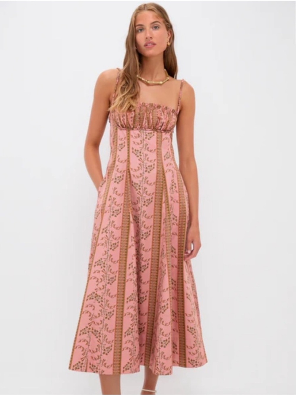 ISO Hill House Home Maisie Dress Rust Dandelion Floral Stripe - Size Small